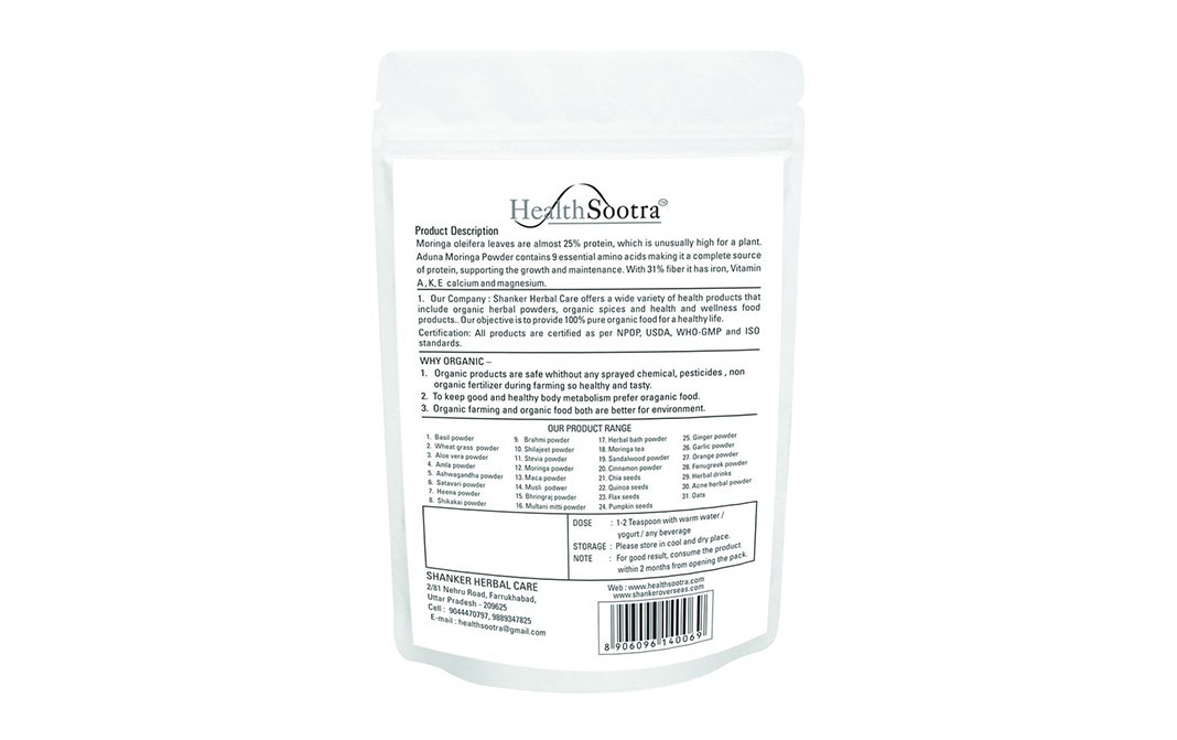 Healthsootra Organic Moringa Leaf Powder    Pack  100 grams